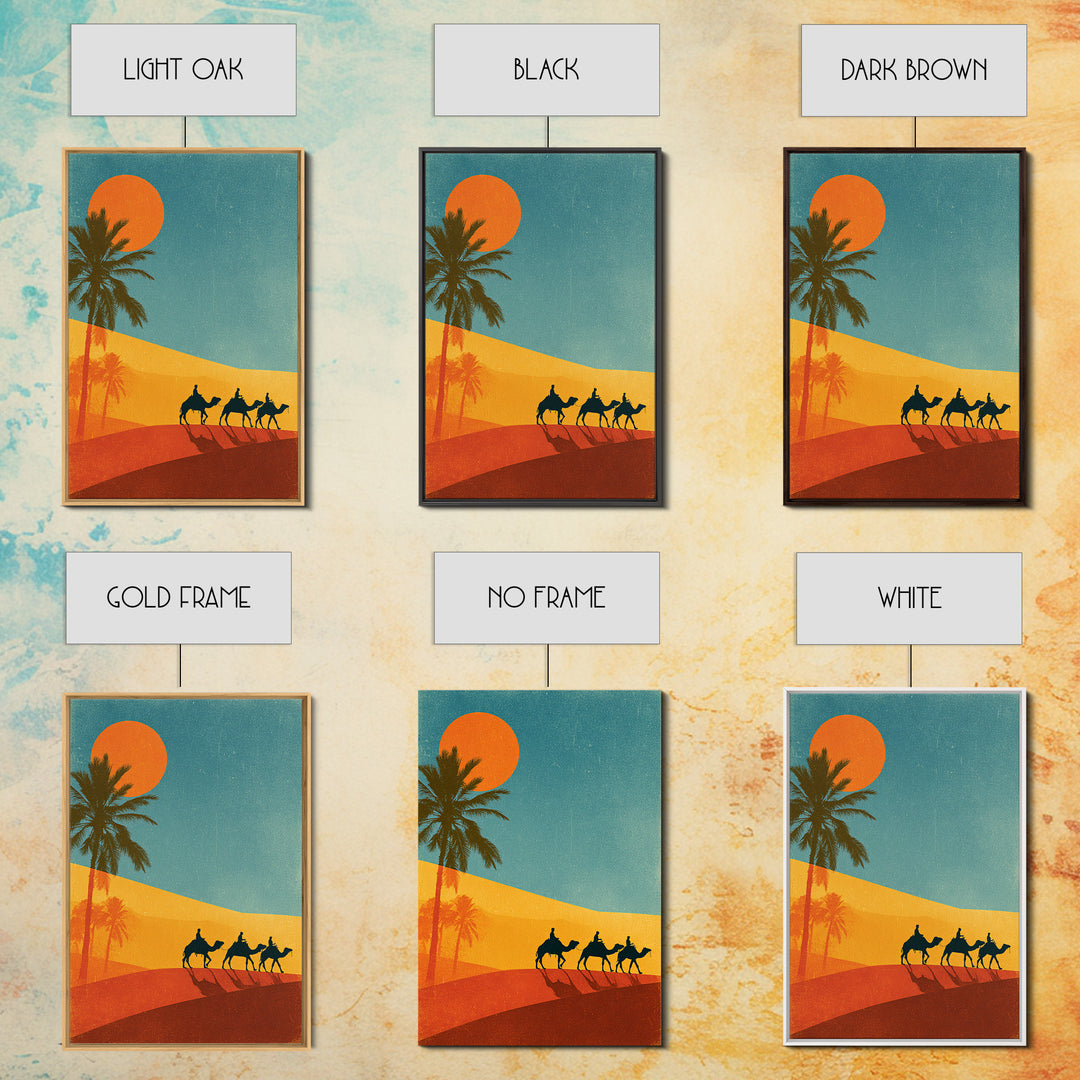 Moroccan Desert Caravan Travel Poster Canvas Print, Travel Poster(2), Gallery Decor, Living Room Decor, Oil Painting, Voyage, TPO-2x3-15