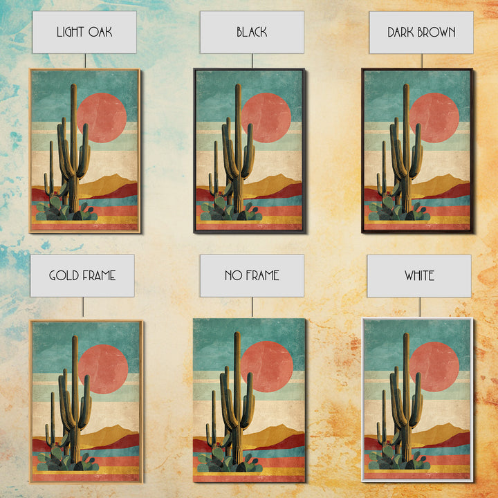 Mexico Cactus and Sun Travel Poster Canvas Print, Travel Poster(2), Home Decor, Living Room Decor, Voyage, Coastal Wall Art, TPO-2x3-29