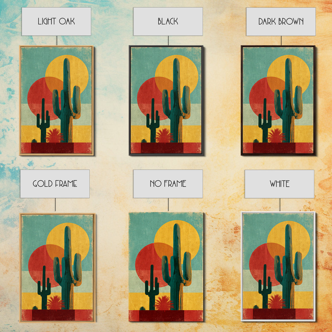 Mexico Cactus and Sun Travel Poster Canvas Print, Travel Poster(2), Home Decor, Living Room Decor, Voyage, Coastal Wall Art, TPO-2x3-5