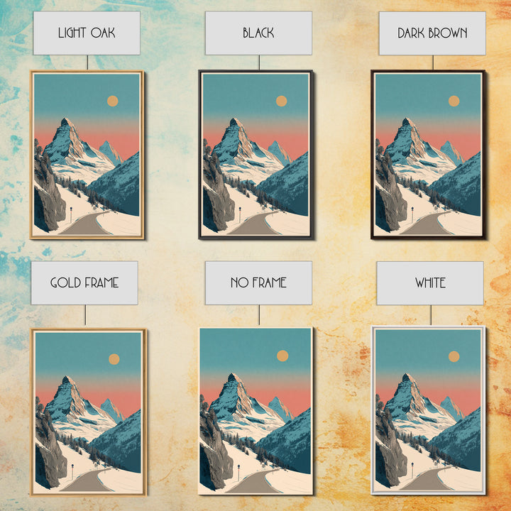 Swiss Alps Ski Poster Framed Canvas Print, Travel Poster(2), Room Decor, Living Room Decor, Fine Art, Voyage, Travel Gift, TPO-2x3-64