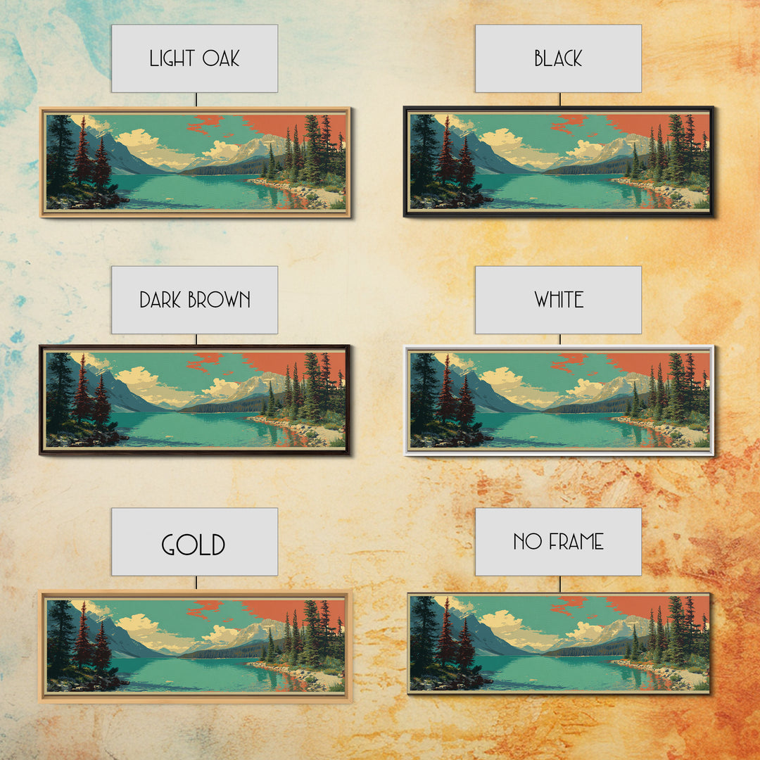 Banff Lake with Turquoise Water Canvas Print, Travel Poster(2), Printable Wall Art, Living Room Decor, Fine Art, Voyage, TPO-3x1-83
