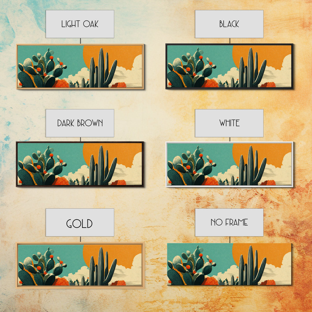 Mexico Cactus and Sun Travel Poster Canvas Print, Travel Poster(2), Mid Century Wall Art, Living Room Decor, Fine Art, Voyage, TPO-3x1-85