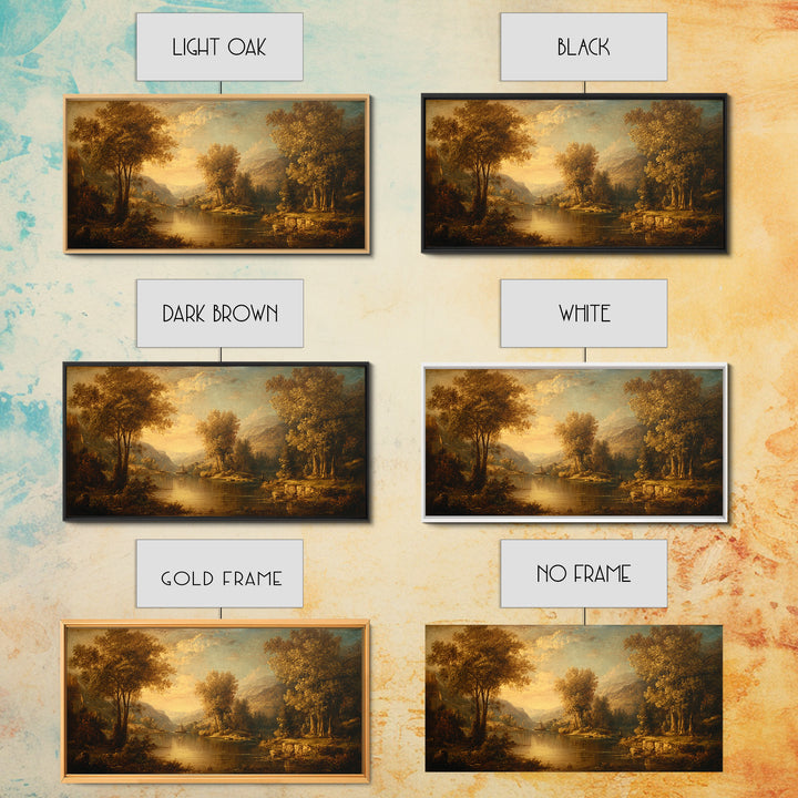 Classic Oil Painted Landscape Framed Canvas Print, Traditional Art, Artwork, Living Room Decor, Oil Painting, Classic, TRA-2x1-45