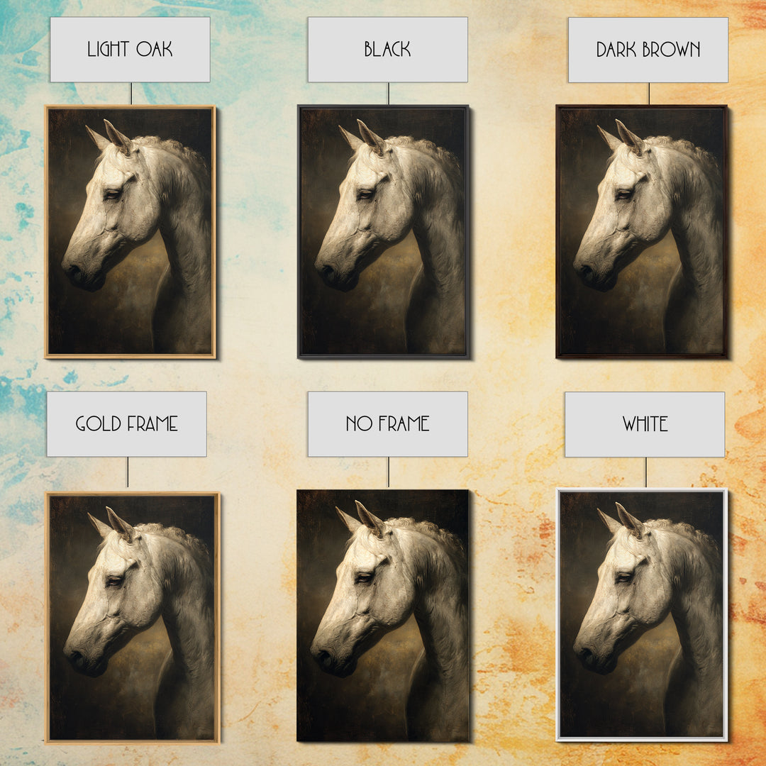 Realistic Horse Portrait Framed Canvas Print, Traditional Art, Digital Print, Living Room Decor, Oil Painting, Classic, TRA-2x3-59
