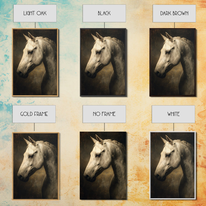 Realistic Horse Portrait Framed Canvas Print, Traditional Art, Digital Print, Living Room Decor, Oil Painting, Classic, TRA-2x3-59