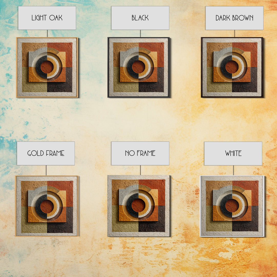 Abstract Drum Circle Suggested Through Repeated Forms Framed Canvas Print, Tribal Art, Earthy, Living Room Decor, Abstract Art, TRI-1x1-6