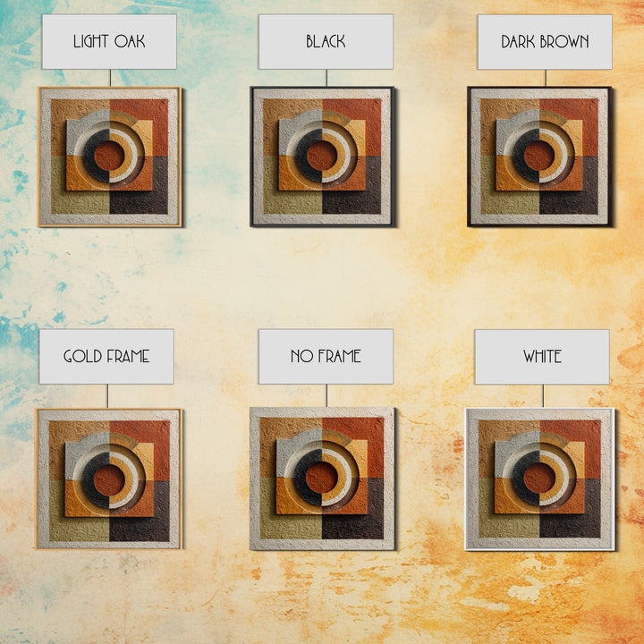 Abstract Drum Circle Suggested Through Repeated Forms Framed Canvas Print, Tribal Art, Earthy, Living Room Decor, Abstract Art, TRI-1x1-6