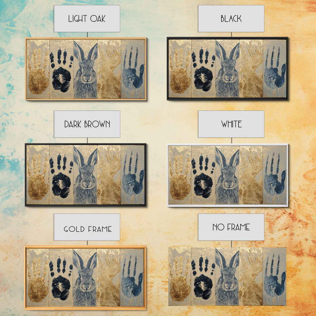 Handprint and Animal Track Composition Canvas Print, Tribal Art, Canvas Painting, Living Room Decor, Fine Art, Tribal, TRI-2x1-61