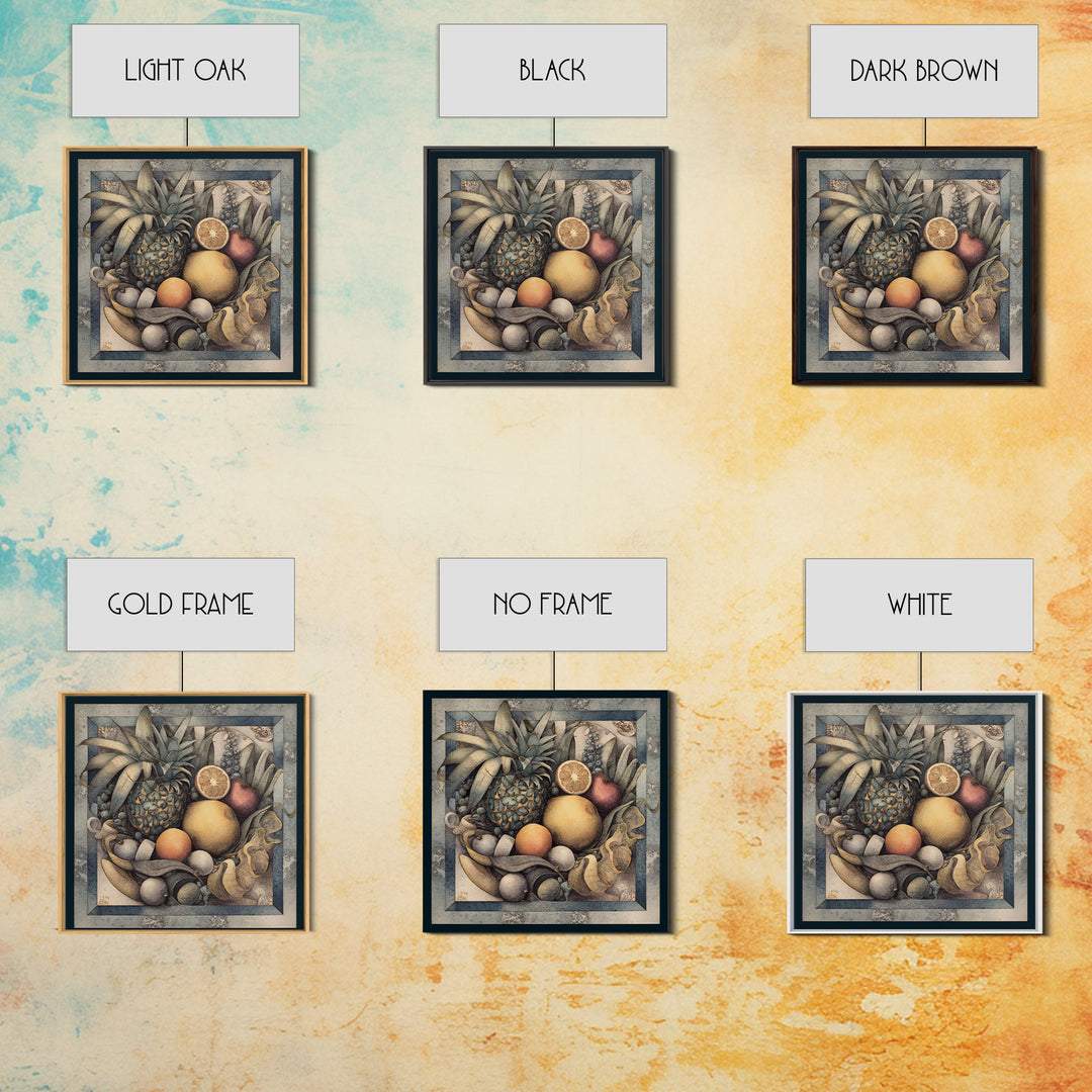 Tropical Fruit Market Arrangement Framed Canvas Print, Tropical Art, Coastal Decor, Living Room Decor, Fine Art, Tropic, TRO-1x1-39