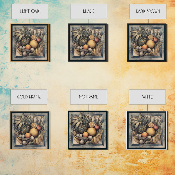 Tropical Fruit Market Arrangement Framed Canvas Print, Tropical Art, Coastal Decor, Living Room Decor, Fine Art, Tropic, TRO-1x1-39