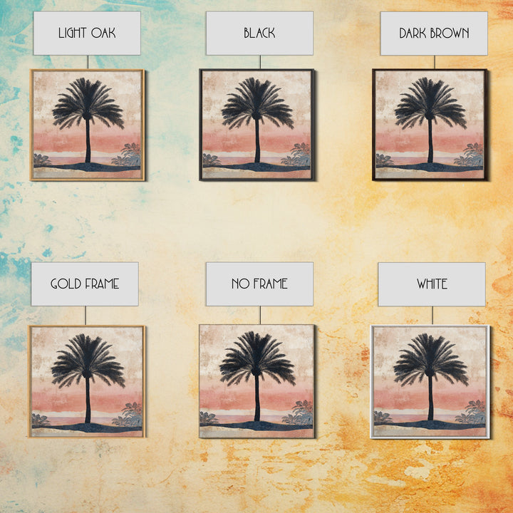 Palm Tree Silhouettes Framed Canvas Print, Tropical Art, Abstract Painting, Living Room Decor, Fine Art, Tropic, Gallery Decor, TRO-1x1-52