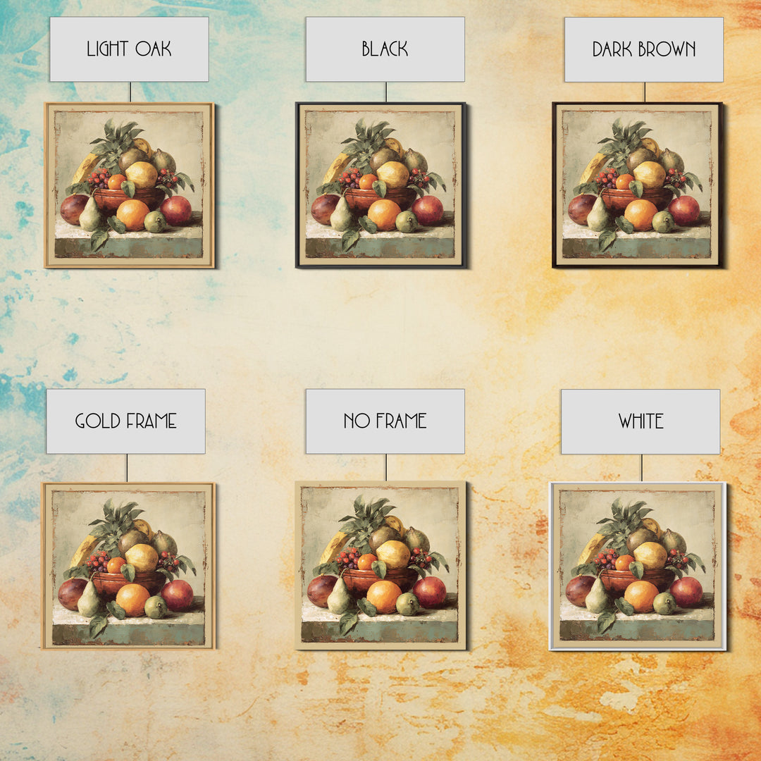 Tropical Fruit Market Arrangement Framed Canvas Print, Tropical Art, Neutral Decor, Living Room Decor, Fine Art, Tropic, TRO-1x1-63