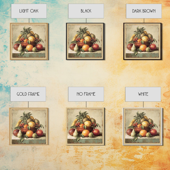 Tropical Fruit Market Arrangement Framed Canvas Print, Tropical Art, Neutral Decor, Living Room Decor, Fine Art, Tropic, TRO-1x1-63