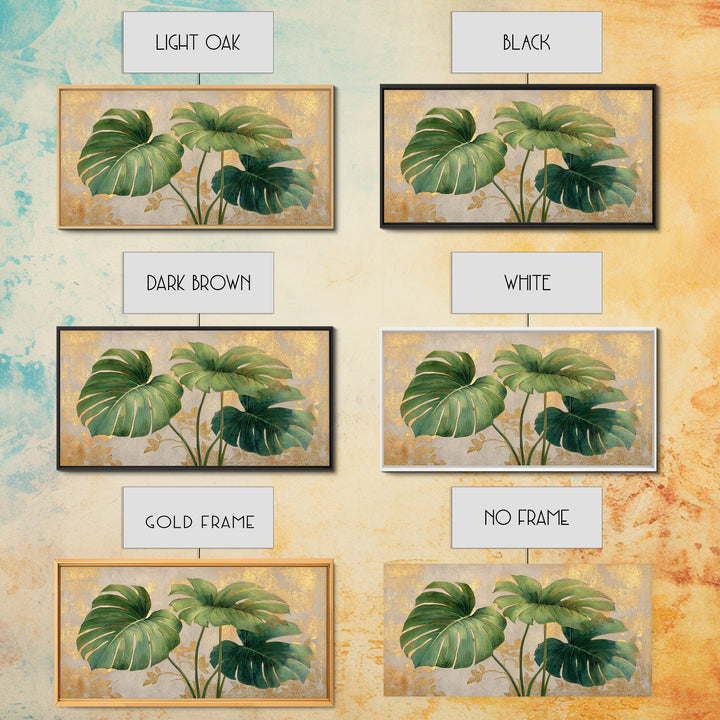 Lush Monstera Leaves Canvas Print, Tropical Art, Digital Art, Living Room Decor, Oil Painting, Tropic, Watercolor Art, TRO-2x1-21