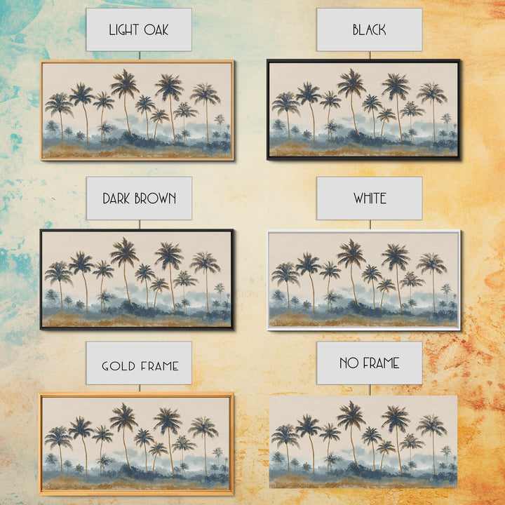 Palm Tree Silhouettes Framed Canvas Print, Tropical Art, Minimalist Decor, Living Room Decor, Fine Art, Tropic, Digital Print, TRO-2x1-24