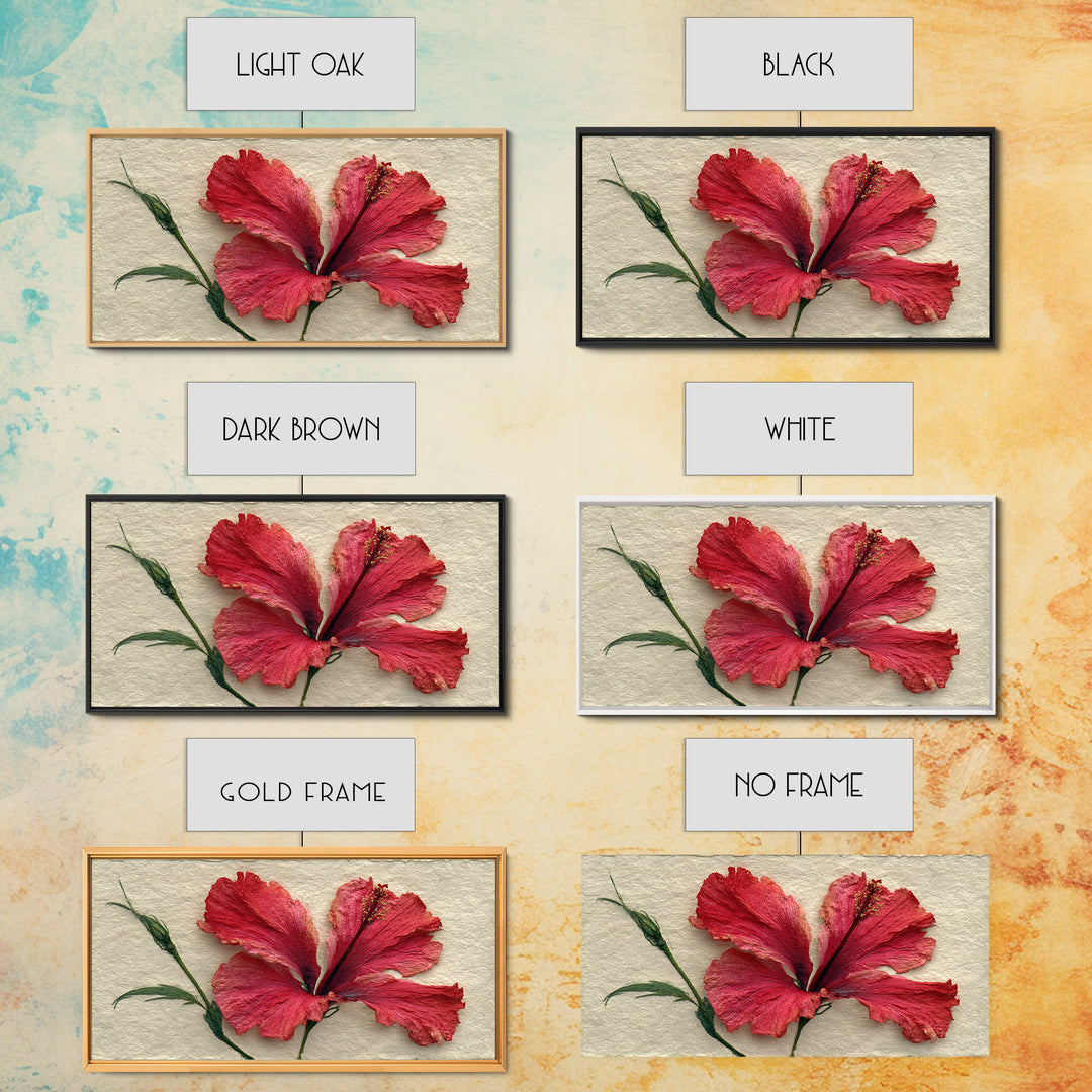 Hibiscus Flower Closeup Framed Canvas Print, Tropical Art, Printable, Living Room Decor, Oil Painting, Tropic, Coastal Decor, TRO-2x1-25