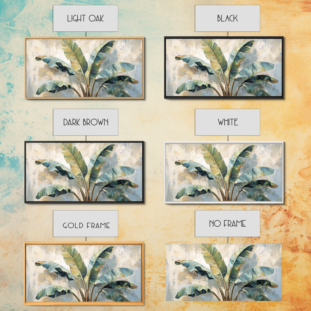 Banana Leaves Layered Canvas Print, Tropical Art, Watercolor Painting, Living Room Decor, Oil Painting, Tropic, TRO-2x1-53