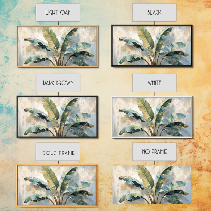 Banana Leaves Layered Canvas Print, Tropical Art, Watercolor Painting, Living Room Decor, Oil Painting, Tropic, TRO-2x1-53