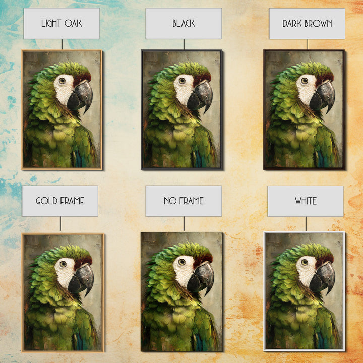 Parrot Portrait with Emerald Feathers Canvas Print, Tropical Art, Gallery Decor, Living Room Decor, Fine Art, Tropic, TRO-2x3-16