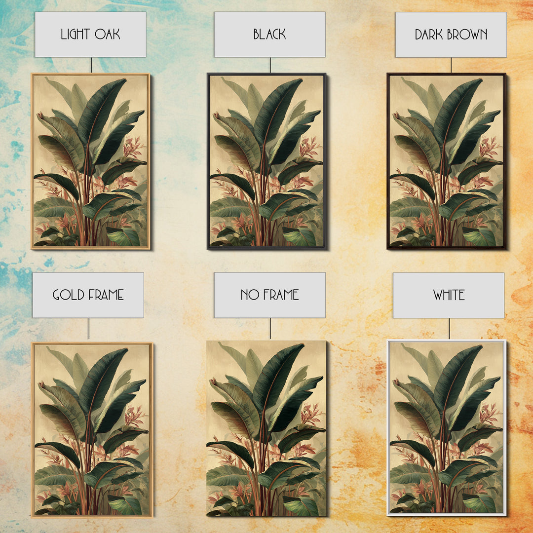 Banana Leaves Layered Framed Canvas Print, Tropical Art, Printable Art, Living Room Decor, Abstract Art, Tropic, TRO-2x3-17
