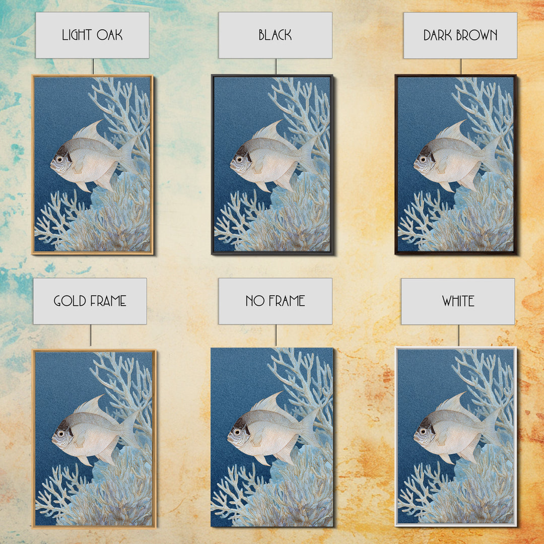 Tropical Fish over Coral Reef Framed Canvas Print, Tropical Art, Digital Print, Living Room Decor, Tropic, Downloadable Prints, TRO-2x3-43