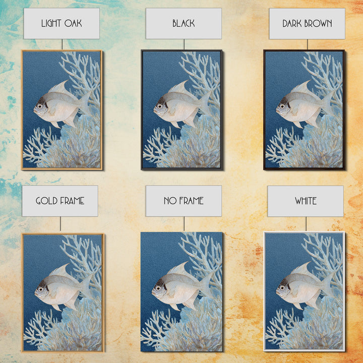 Tropical Fish over Coral Reef Framed Canvas Print, Tropical Art, Digital Print, Living Room Decor, Tropic, Downloadable Prints, TRO-2x3-43