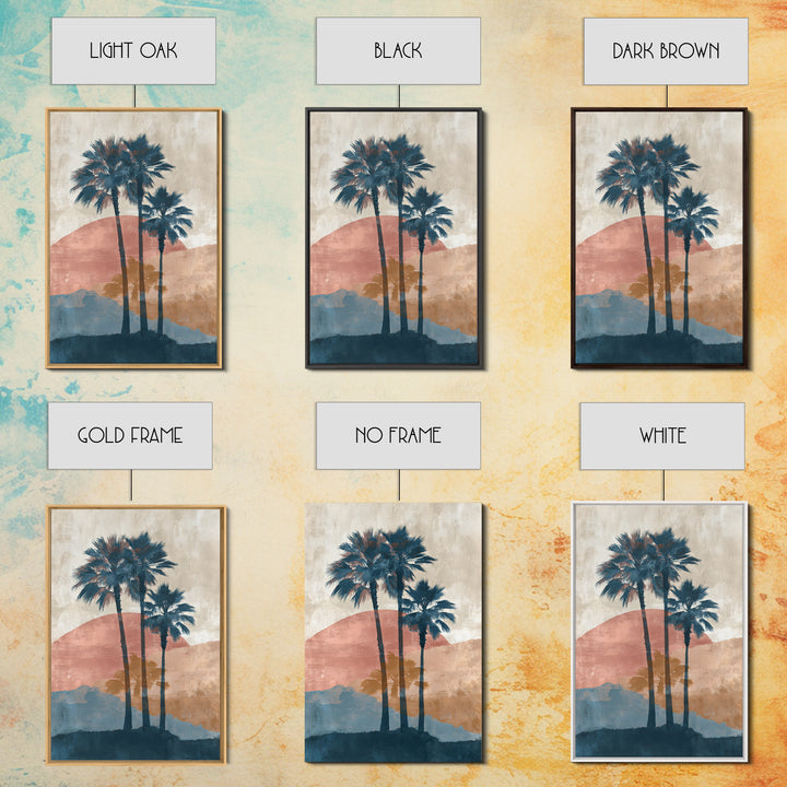Palm Tree Silhouettes Framed Canvas Print, Tropical Art, Wall Art Prints, Living Room Decor, Fine Art, Tropic, Beach Wall Art, TRO-2x3-60