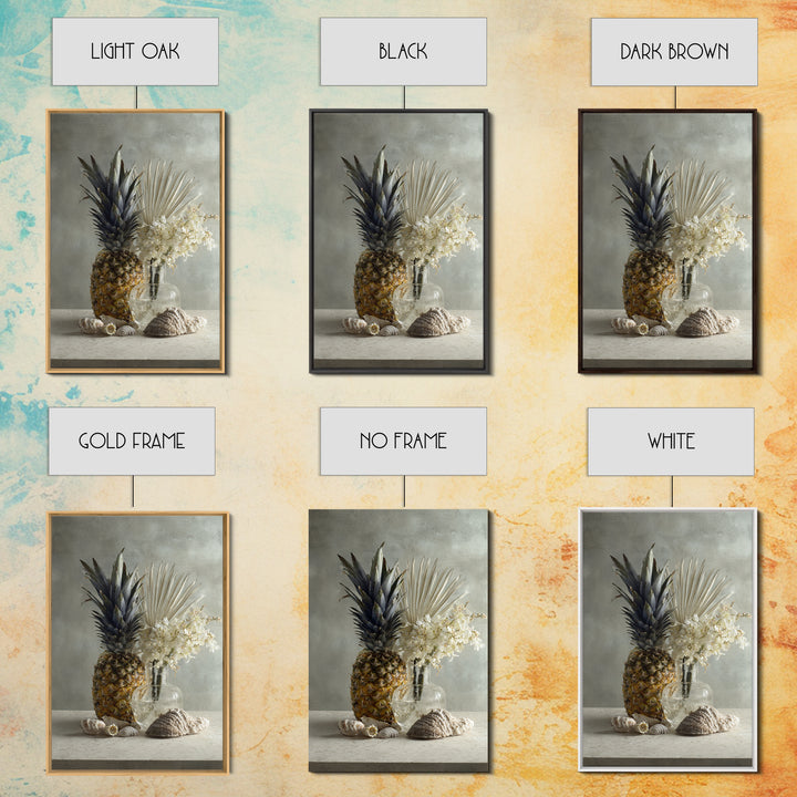 Pineapple and Palm Still Life Canvas Print, Tropical Art, Printable Art, Living Room Decor, Abstract Art, Tropic, TRO-2x3-62