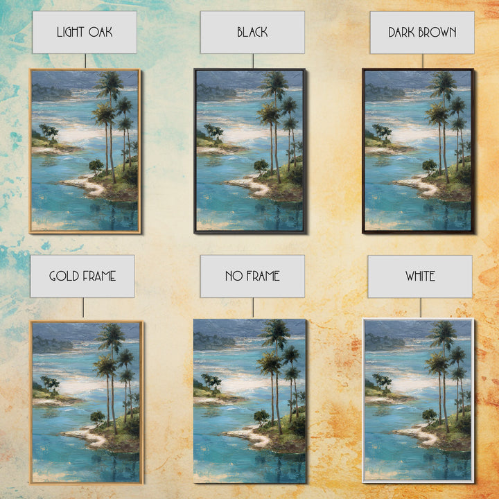 Tropical Lagoon with Turquoise Water Framed Canvas Print, Tropical Art, Bird Art, Living Room Decor, Watercolor Art, Tropic, TRO-2x3-63