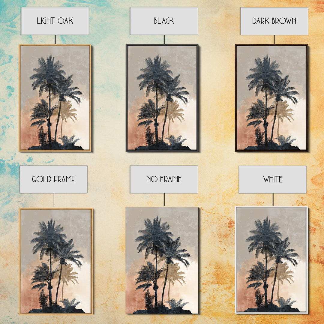 Palm Tree Silhouettes Framed Canvas Print, Tropical Art, Modern Decor, Living Room Decor, Fine Art, Tropic, Wall Decor, TRO-2x3-84