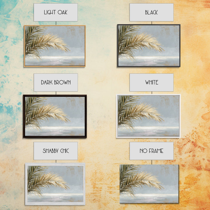Rain Soaked Palm Leaf Closeup Framed Canvas Print, Tropical Art, Beach Print, Living Room Decor, Fine Art, Tropic, TRO-3x2-25