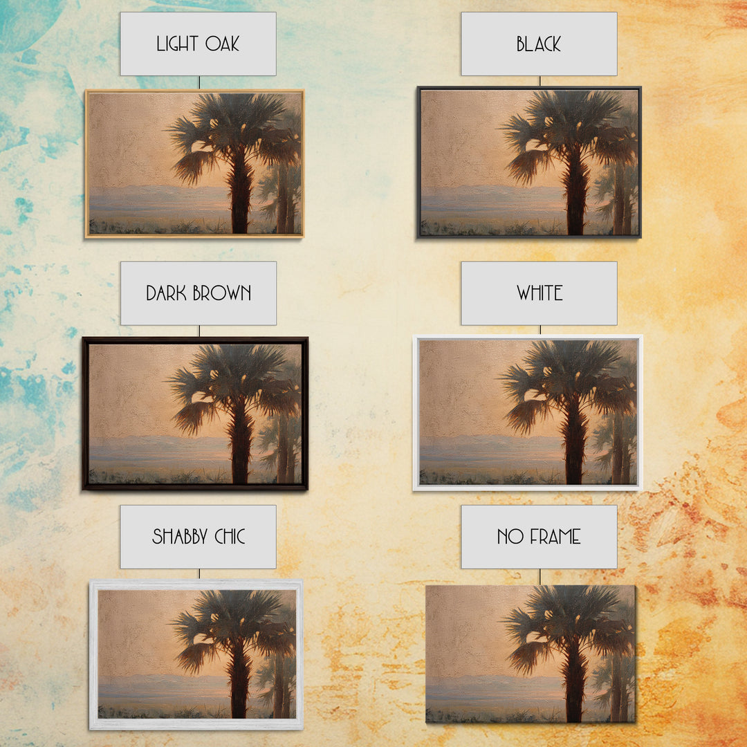 Palm Tree Silhouettes Canvas Print, Tropical Art, Gallery Wall Art, Living Room Decor, Fine Art, Tropic, Textured Painting, TRO-3x2-32