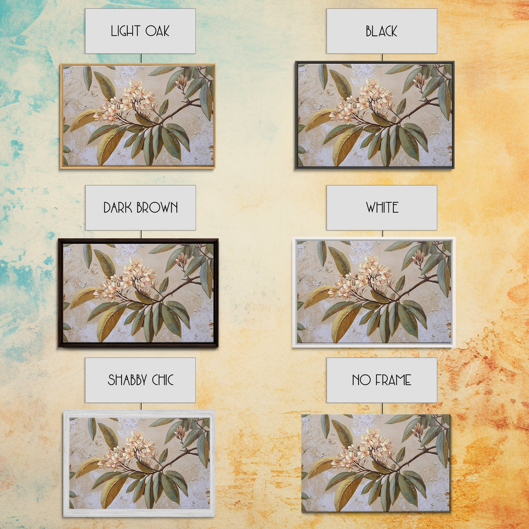 Mango Branch with Leaves and Flowers Framed Canvas Print, Tropical Art, Coastal Decor, Living Room Decor, Fine Art, Tropic, TRO-3x2-46