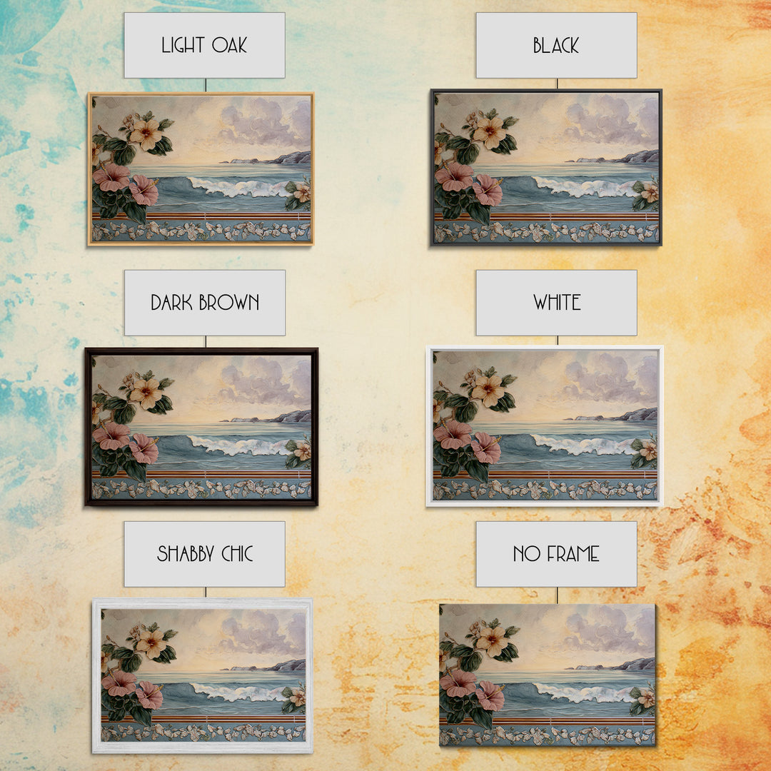 Sunset Surf Scene Framed Canvas Print, Tropical Art, Beach Decor, Living Room Decor, Oil Painting, Tropic, Fine Art Print, TRO-3x2-50