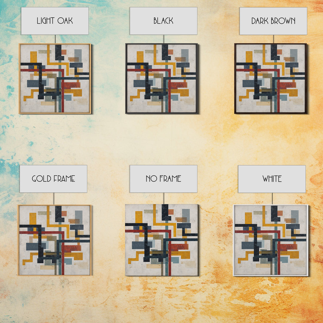 Abstract Subway Map Lines Without Labels Canvas Print, Urban Art, Home Decor, Living Room Decor, Abstract Art, Urban, URB-1x1-4