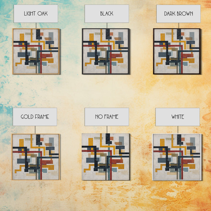 Abstract Subway Map Lines Without Labels Canvas Print, Urban Art, Home Decor, Living Room Decor, Abstract Art, Urban, URB-1x1-4