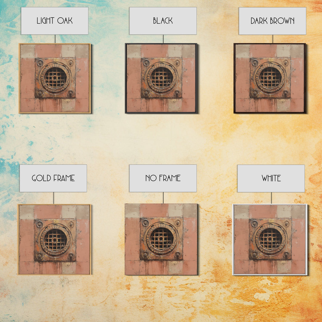 Open Manhole Steam Framed Canvas Print, Urban Art, Gallery Decor, Living Room Decor, Fine Art, Urban, Contemporary Art, URB-1x1-41