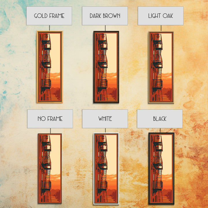 Fire Escape Silhouette Canvas Print, Urban Art, Luxury Decor, Living Room Decor, Fine Art, Urban, Oil Painting, URB-1x3-86