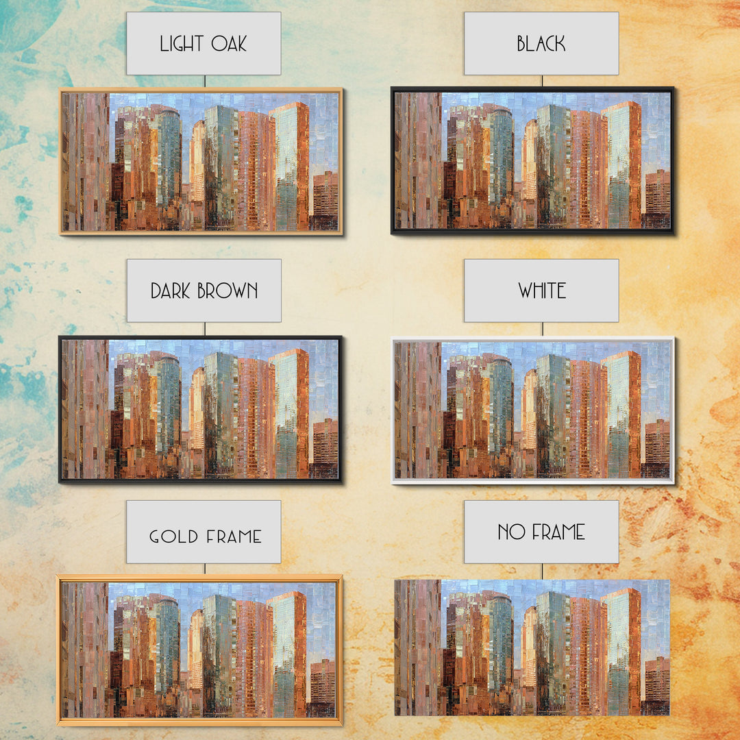 Modern Skyscraper Glass Reflections Framed Canvas Print, Urban Art, Art Print, Living Room Decor, Fine Art, Urban, Oil Painting, URB-2x1-10
