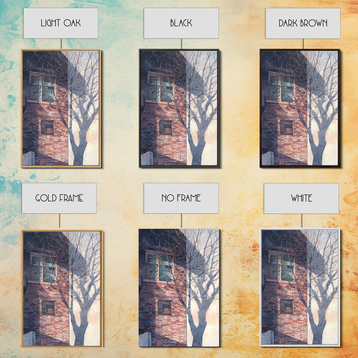Brick Wall and Window Shadows as Geometry Framed Canvas Print, Urban Art, Wall Decor, Living Room Decor, Fine Art, Urban, URB-2x3-37