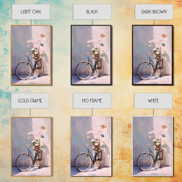 Bicycle Locked to Post Framed Canvas Print, Urban Art, Wall Art, Living Room Decor, Fine Art, Urban, Printable Art, URB-2x3-47