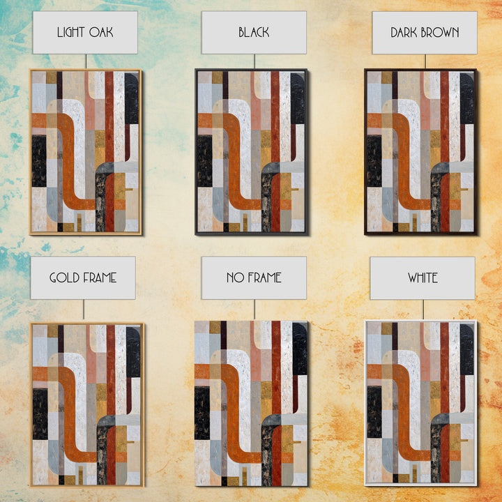 High Rise Window Grid Abstract Framed Canvas Print, Urban Art, Oil Painting, Living Room Decor, Abstract Art, Urban, URB-2x3-75