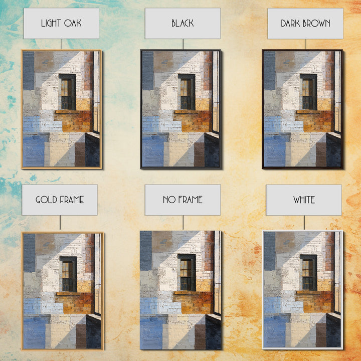 Brick Wall and Window Shadows as Geometry Framed Canvas Print, Urban Art, Modern Wall Art, Living Room Decor, Fine Art, Urban, URB-2x3-85