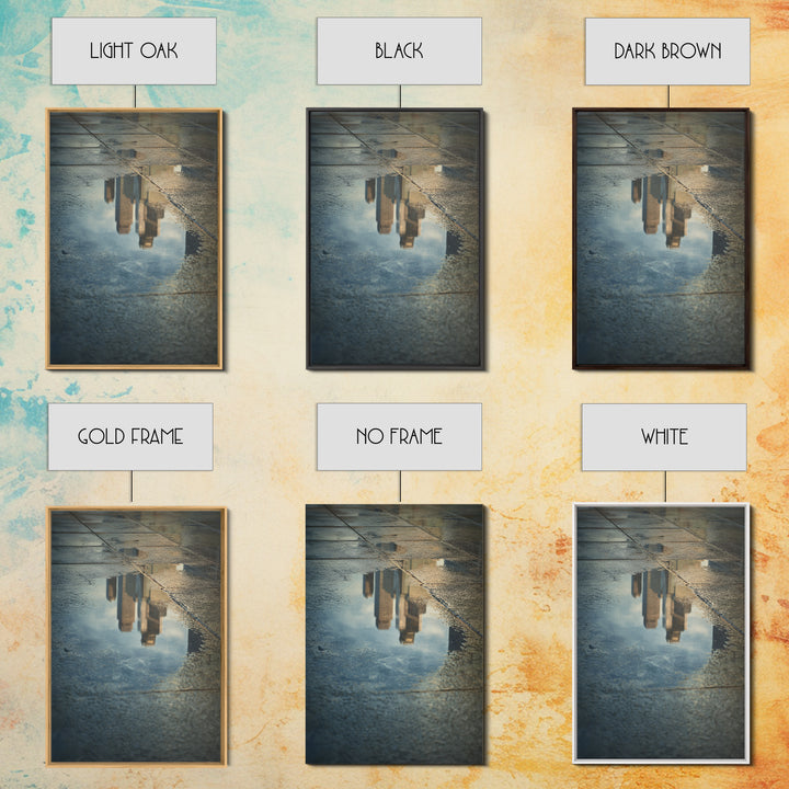 Moody City Skyline Reflected Canvas Print, Urban Art, Poster, Living Room Decor, Abstract Art, Urban, Modern Wall Art, URB-2x3-9