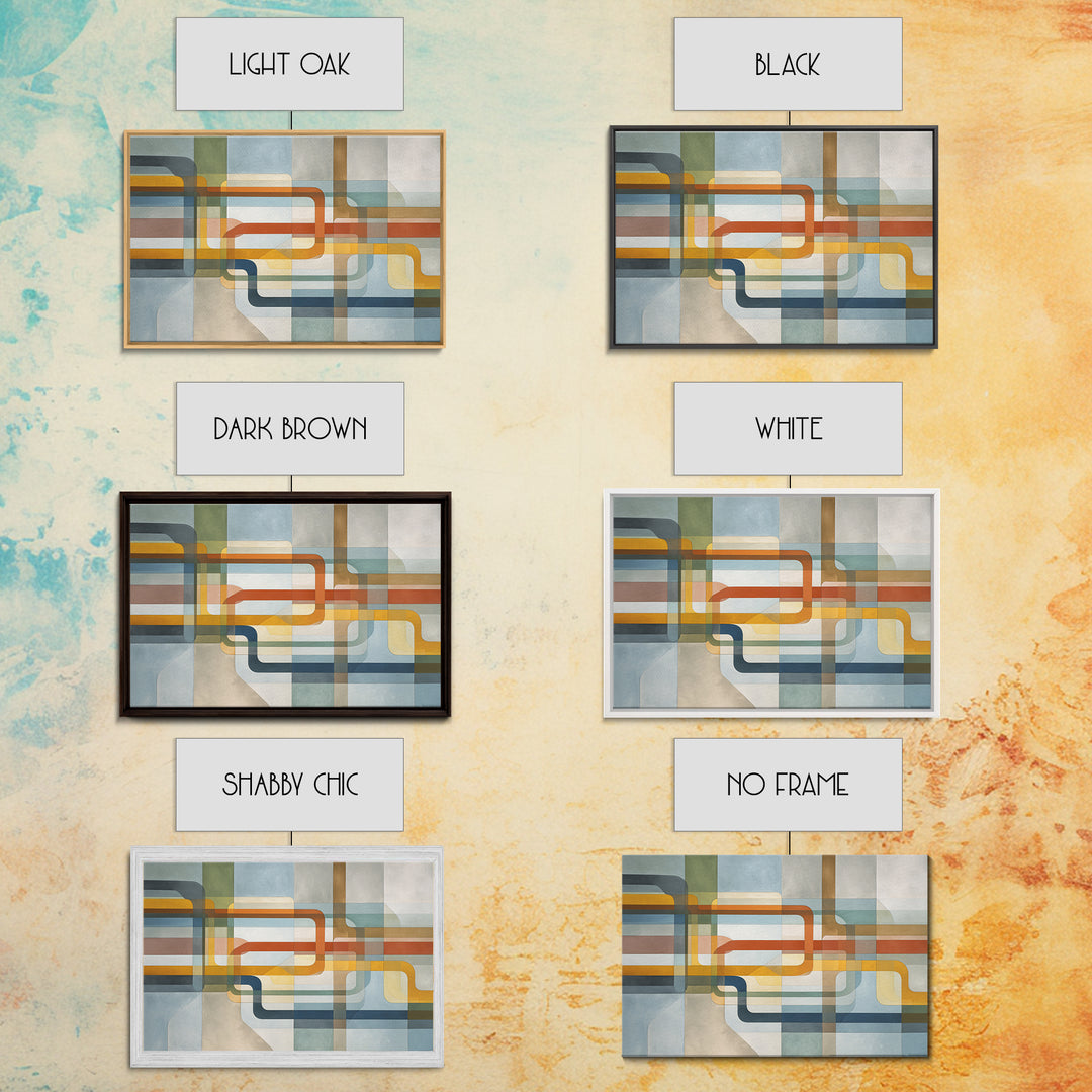 Abstract Subway Map Lines Without Labels Framed Canvas Print, Urban Art, Statement Artwork, Living Room Decor, Abstract Art, URB-3x2-80
