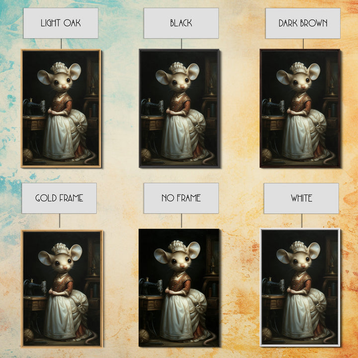 Mouse Seamstress, Victorian Animal Portrait, Halloween Art, Gothic Whimsy Decor, Anthropomorphic Costume Art