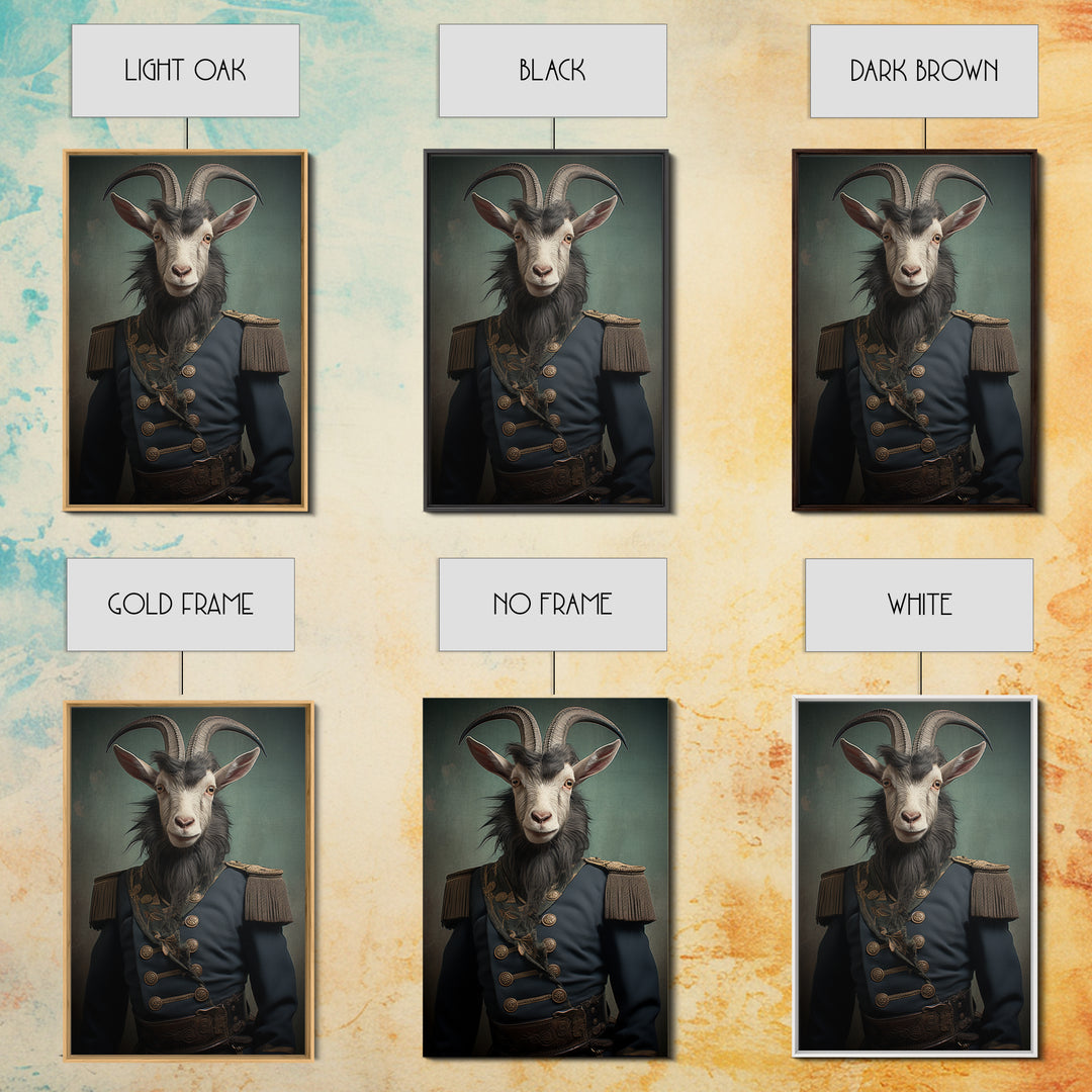 Goat Colonel, Victorian Animal Portrait, Halloween Art, Gothic Whimsy Decor, Anthropomorphic Costume Art