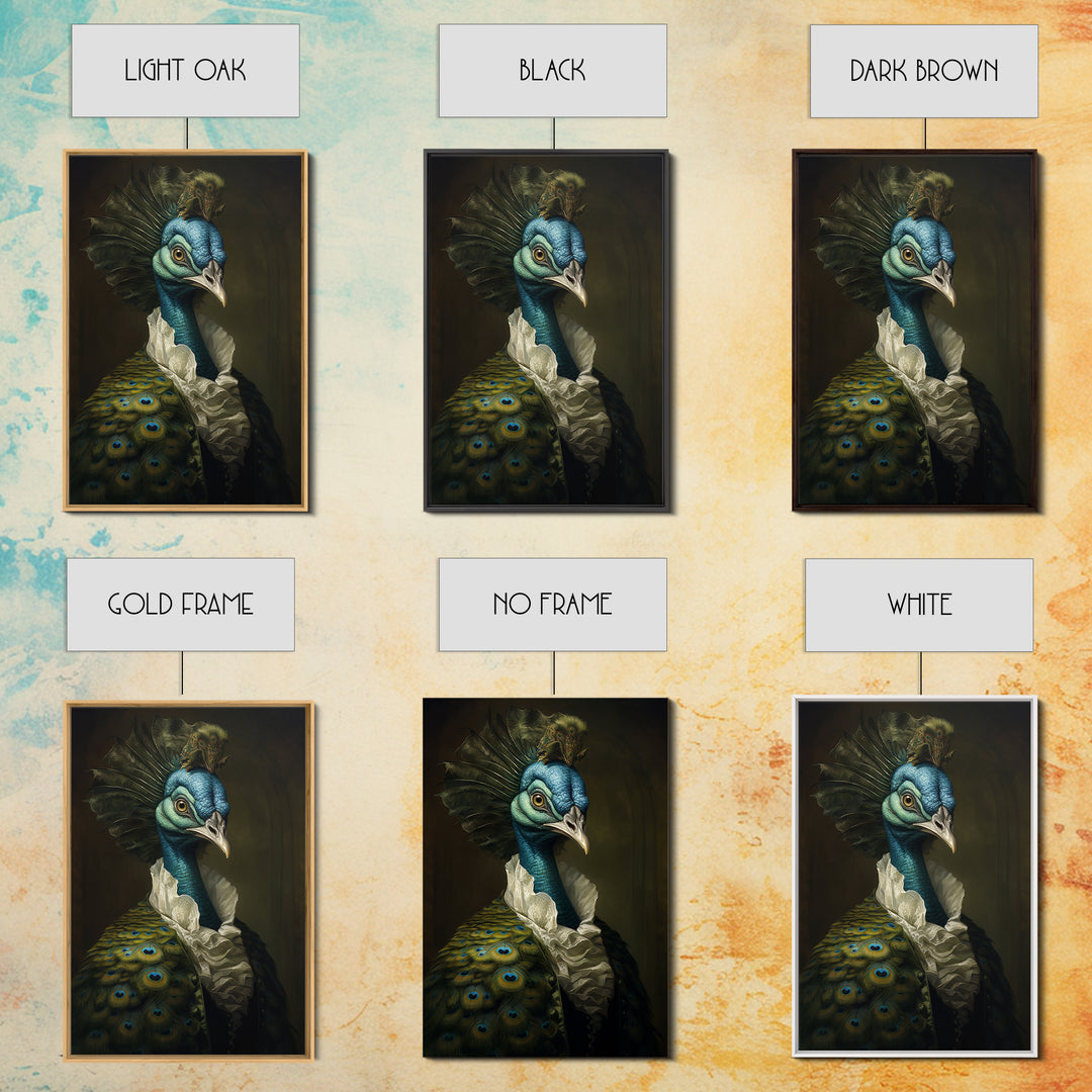Peacock Socialite, Victorian Animal Portrait, Halloween Art, Gothic Whimsy Decor, Anthropomorphic Costume Art