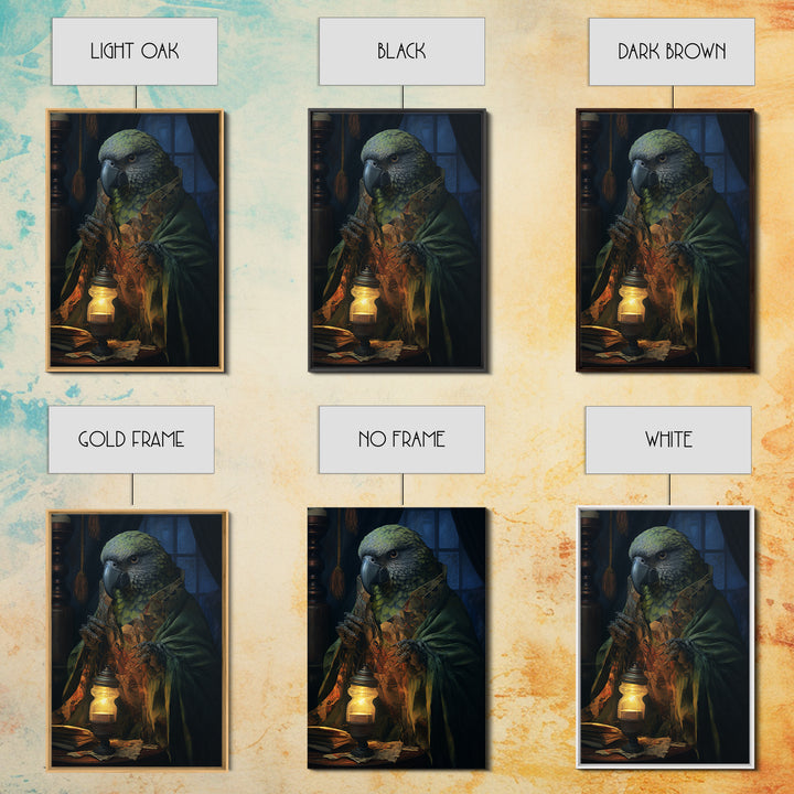 Parrot Fortune Teller, Victorian Animal Portrait, Halloween Art, Gothic Whimsy Decor, Anthropomorphic Costume Art