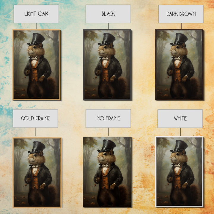 Squirrel Banker, Victorian Animal Portrait, Halloween Art, Gothic Whimsy Decor, Anthropomorphic Costume Art